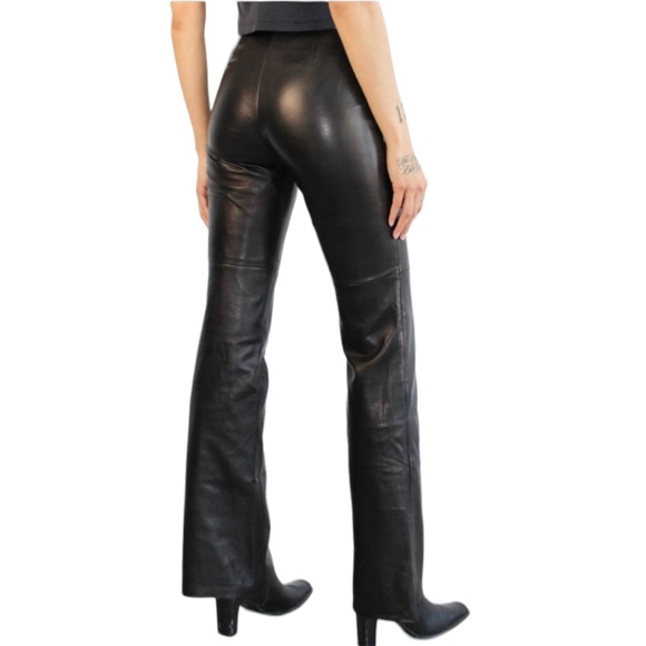 Danier Leather Straight Leg Pants with Slits - Picture 1 of 6